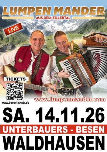 Entradas para Die Lumpen Mander aus dem Zillertal   en 14.11.2026 - Comprar entradas